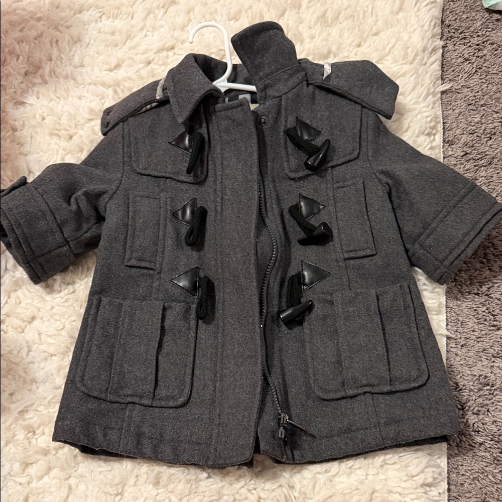 Burberry Charcoal Kids Pea Coat